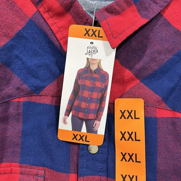 Jachs Pearl Snap Shirt XXL Girlfriend Bea Flannel Plaid CowGirl Western NWT - Picture 4 of 12